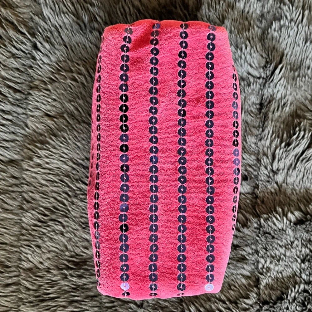 Juicy Couture 2012 Velour Sequin Cosmetic Bag Red Purple Y2K McBling J Pull Glam